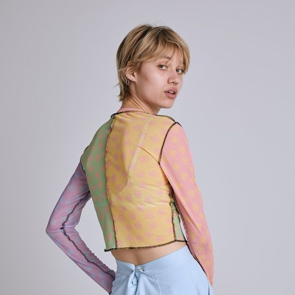 Ragged Priest Party Floral Mesh Crop Top